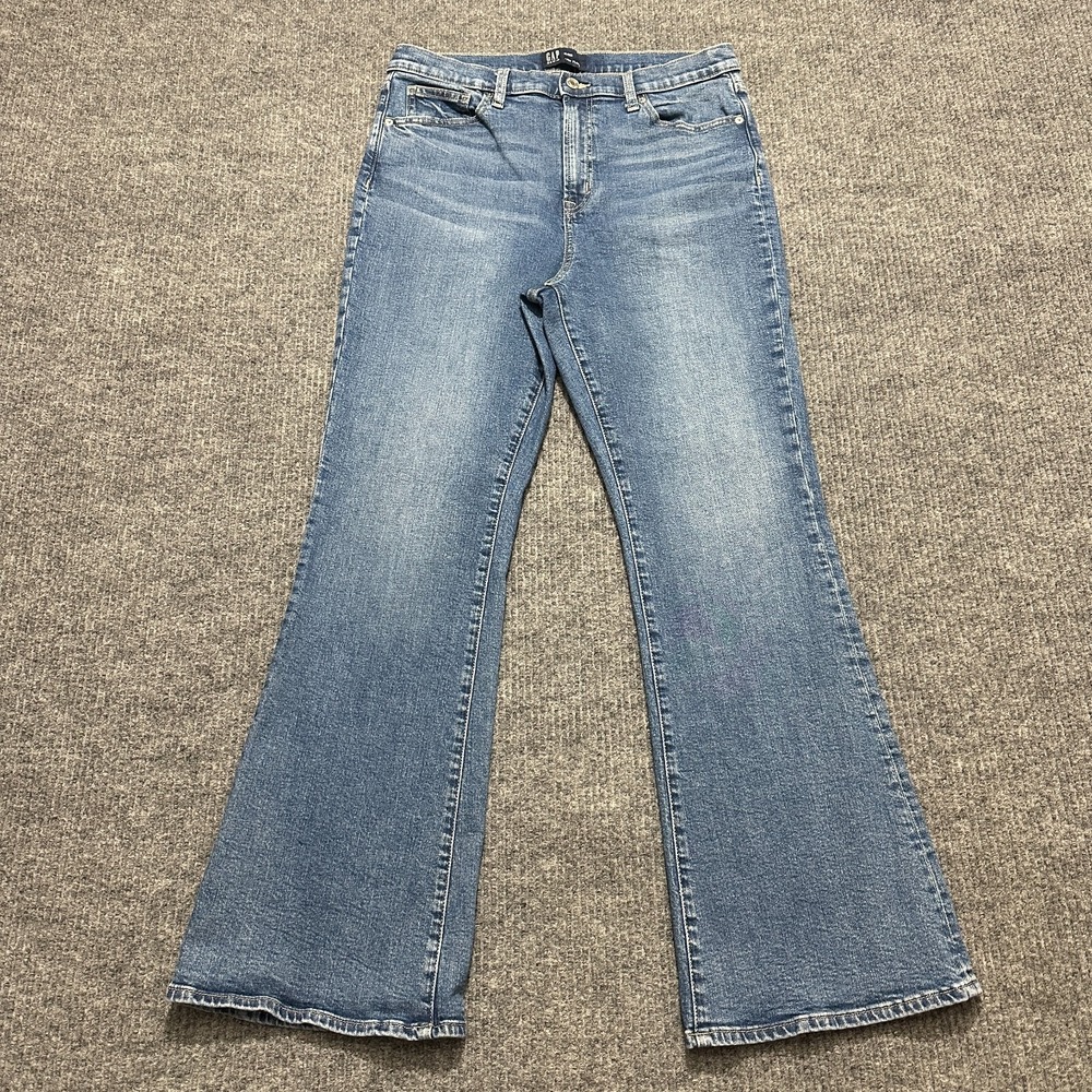 GAP Denim 70's Flare Jeans Womens Size 14/32R Blue High Rise Retro Style